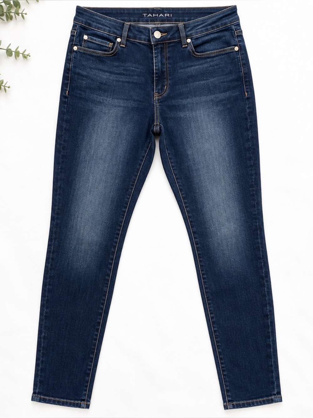 Tahari Dark Wash Skinny Jeans Women’s Size 12 Mid Rise Stretch